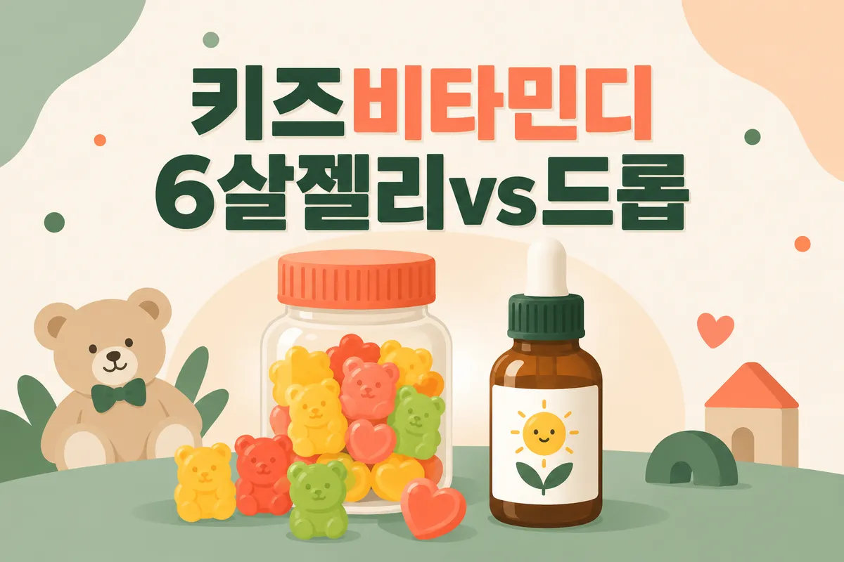 키즈비타민디 추천, 6살 아이 젤리 vs 드롭 비교